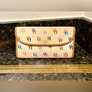 Dooney & Bourke Patent Leather Wallet with Multicolor Logos